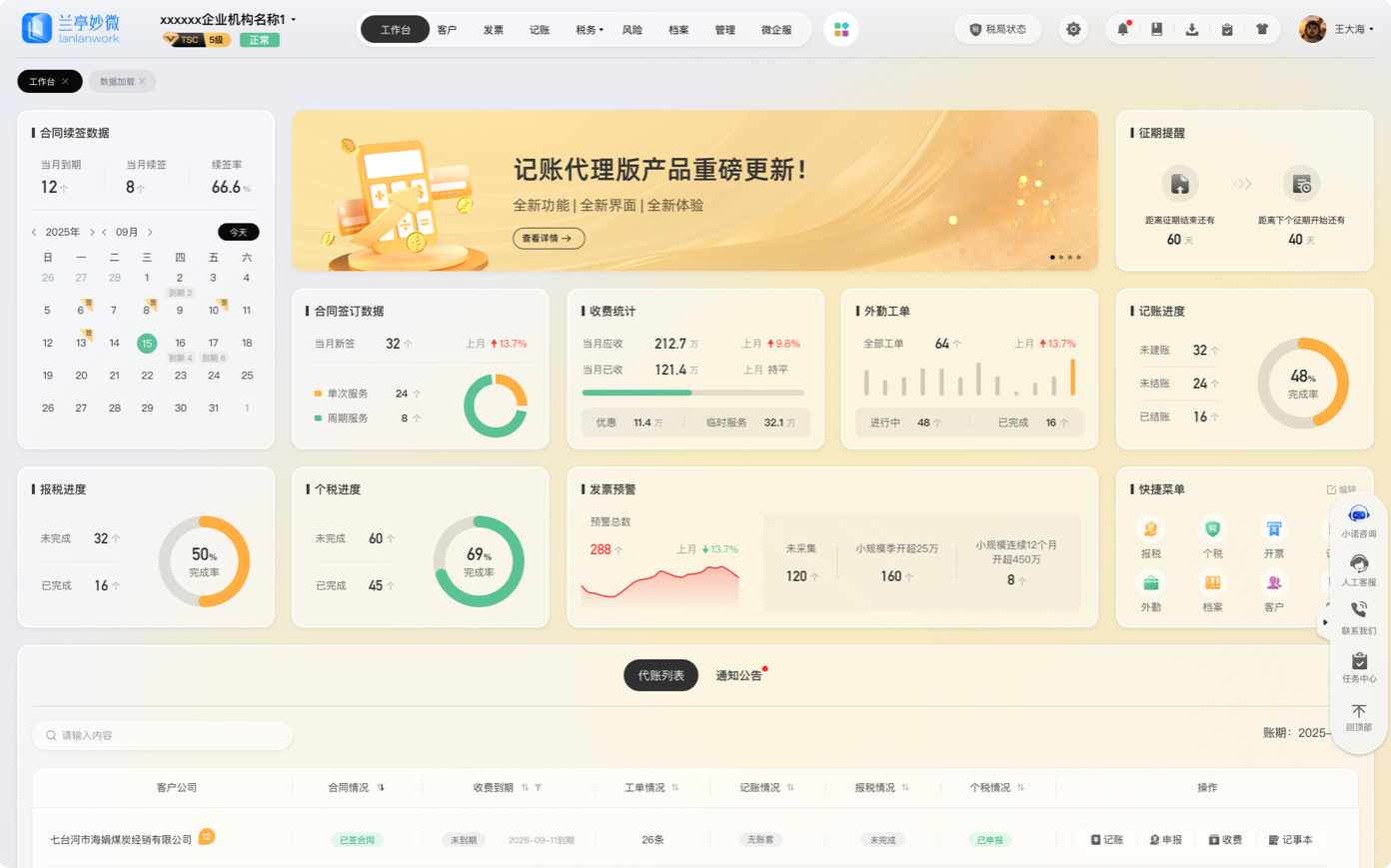 企業(yè)代理記賬系統(tǒng)UI設(shè)計優(yōu)化全案 - 商務(wù)風格界面與數(shù)據(jù)看板展示